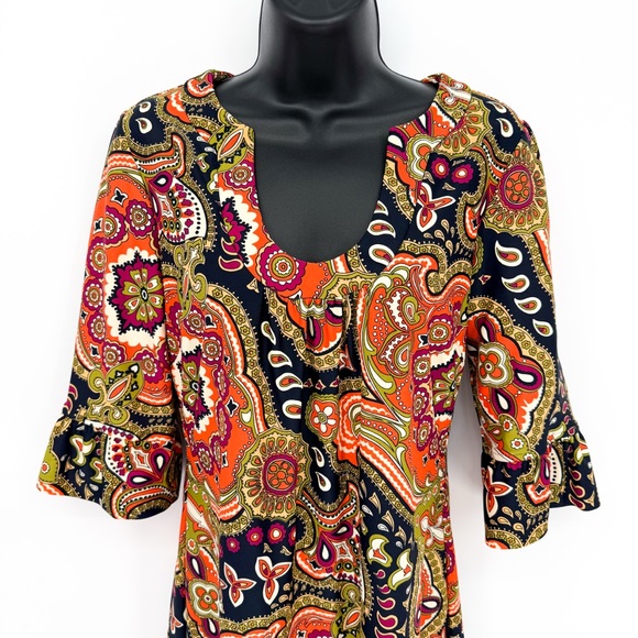 Jude Connally Nancy Sheath Dress Retro Mod Abstract Paisley Small - Picture 3 of 11